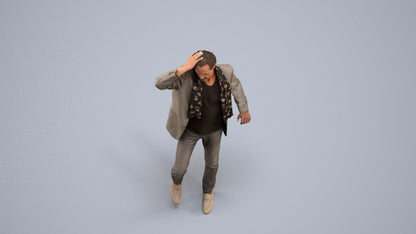 scanned 3D man business standing, photogrammetry people for Enscape and V-Ray, back view render