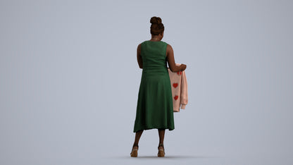 3D scanned woman standing casual, photorealistic archviz people for Enscape and SketchUp, front view render