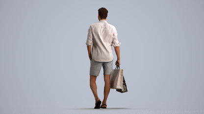 realistic 3D people man casual shopping, render-ready for V-Ray and Corona, FBX OBJ, front view render