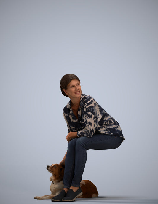 3D people model man casual sitting, scanned human for 3ds Max rendering