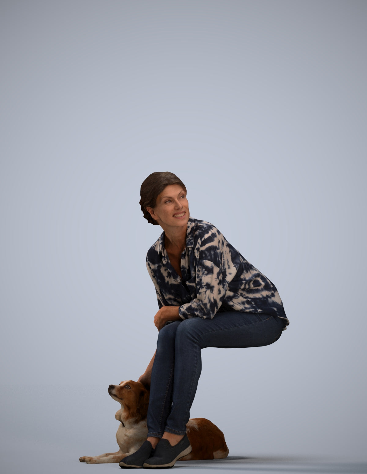 3D people model man casual sitting, scanned human for 3ds Max rendering