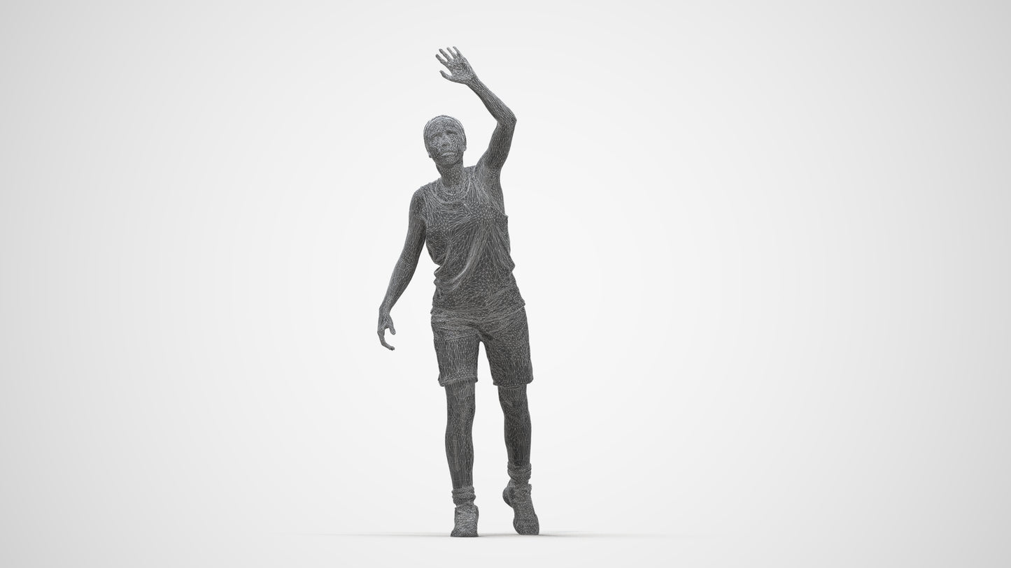 realistic 3D people woman sport, render-ready for V-Ray and Corona, FBX OBJ, wireframe back view