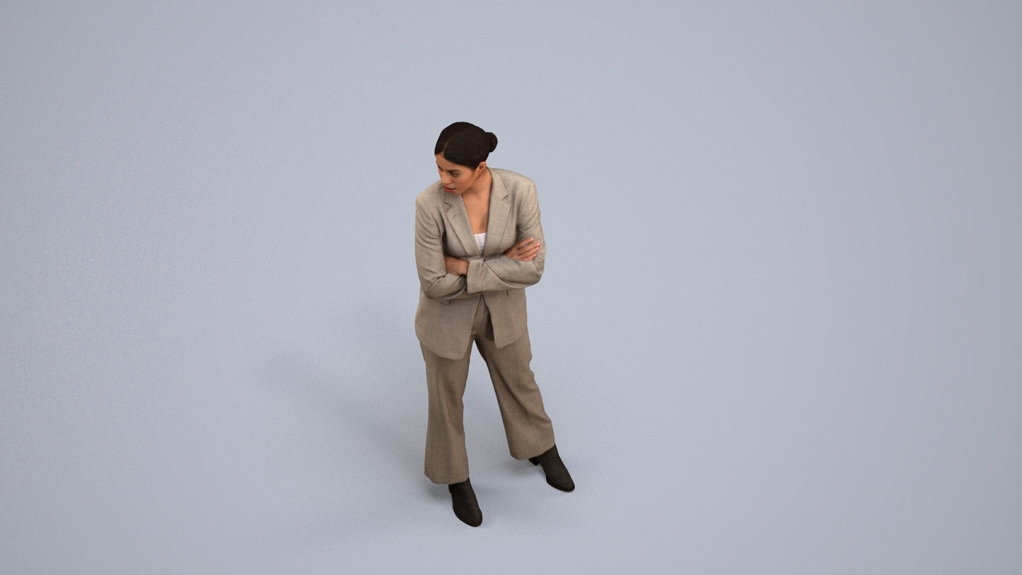 photogrammetry 3D woman business, realistic human model archviz FBX, back view render