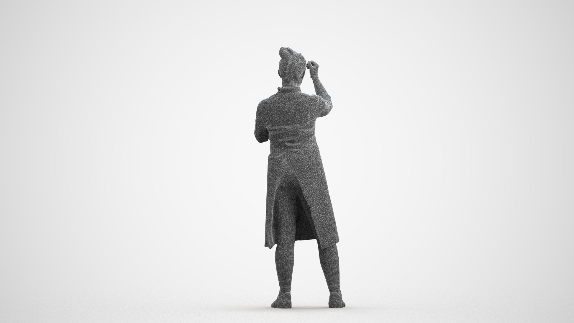 realistic 3D people woman hospitality, render-ready for V-Ray and Corona, FBX OBJ, wireframe front view