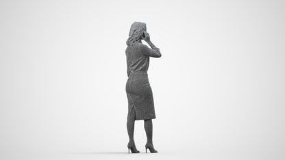 realistic 3D people woman business walking, render-ready for V-Ray and Corona, FBX OBJ, wireframe side view