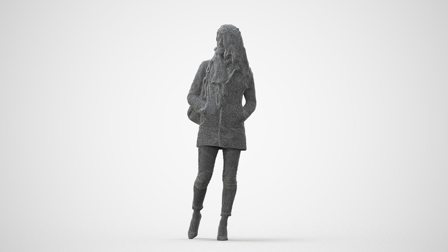 3D scanned woman walking casual, photorealistic archviz people for Enscape and SketchUp, square thumbnail