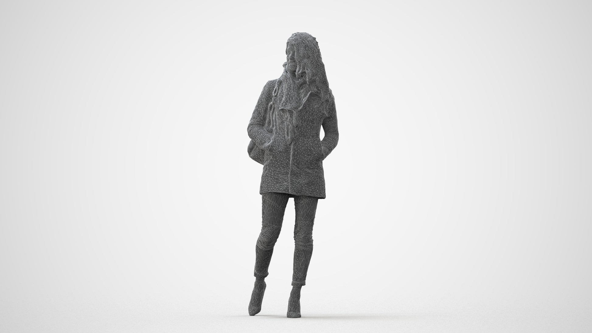 3D scanned woman walking casual, photorealistic archviz people for Enscape and SketchUp, square thumbnail
