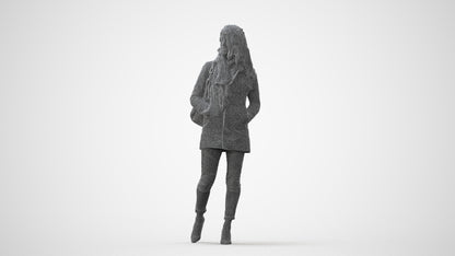 3D scanned woman walking casual, photorealistic archviz people for Enscape and SketchUp, square thumbnail