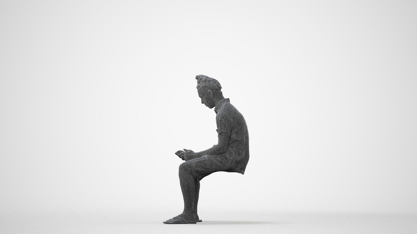 realistic 3D people man casual sitting, render-ready for V-Ray and Corona, FBX OBJ, square thumbnail