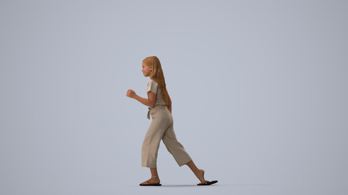 realistic 3D people girl kids, render-ready for V-Ray and Corona, FBX OBJ, three-quarter view render