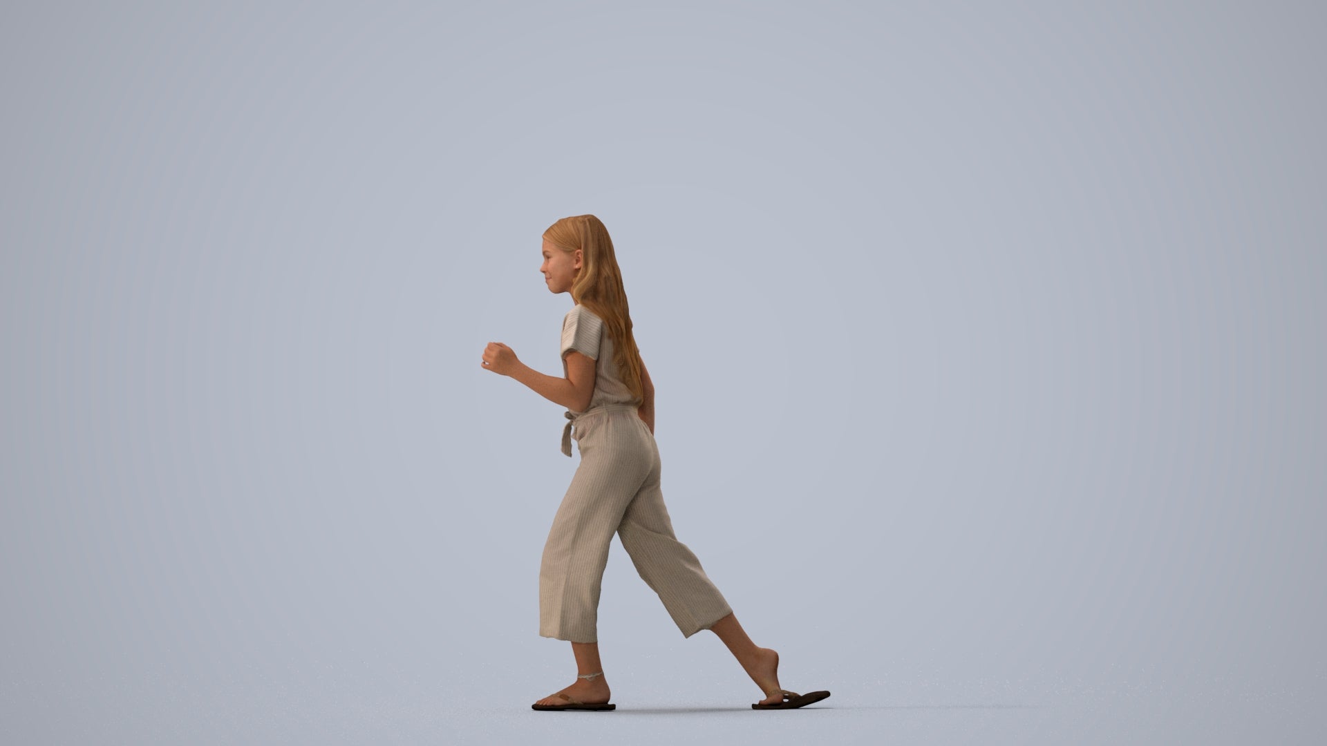 realistic 3D people girl kids, render-ready for V-Ray and Corona, FBX OBJ, three-quarter view render