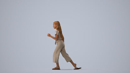 realistic 3D people girl kids, render-ready for V-Ray and Corona, FBX OBJ, three-quarter view render
