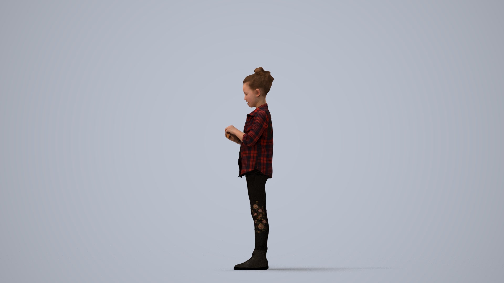 photogrammetry 3D girl casual kids, realistic human model archviz FBX, three-quarter view render