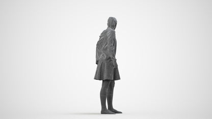 scanned 3D girl kids, photogrammetry people for Enscape and V-Ray, wireframe side view