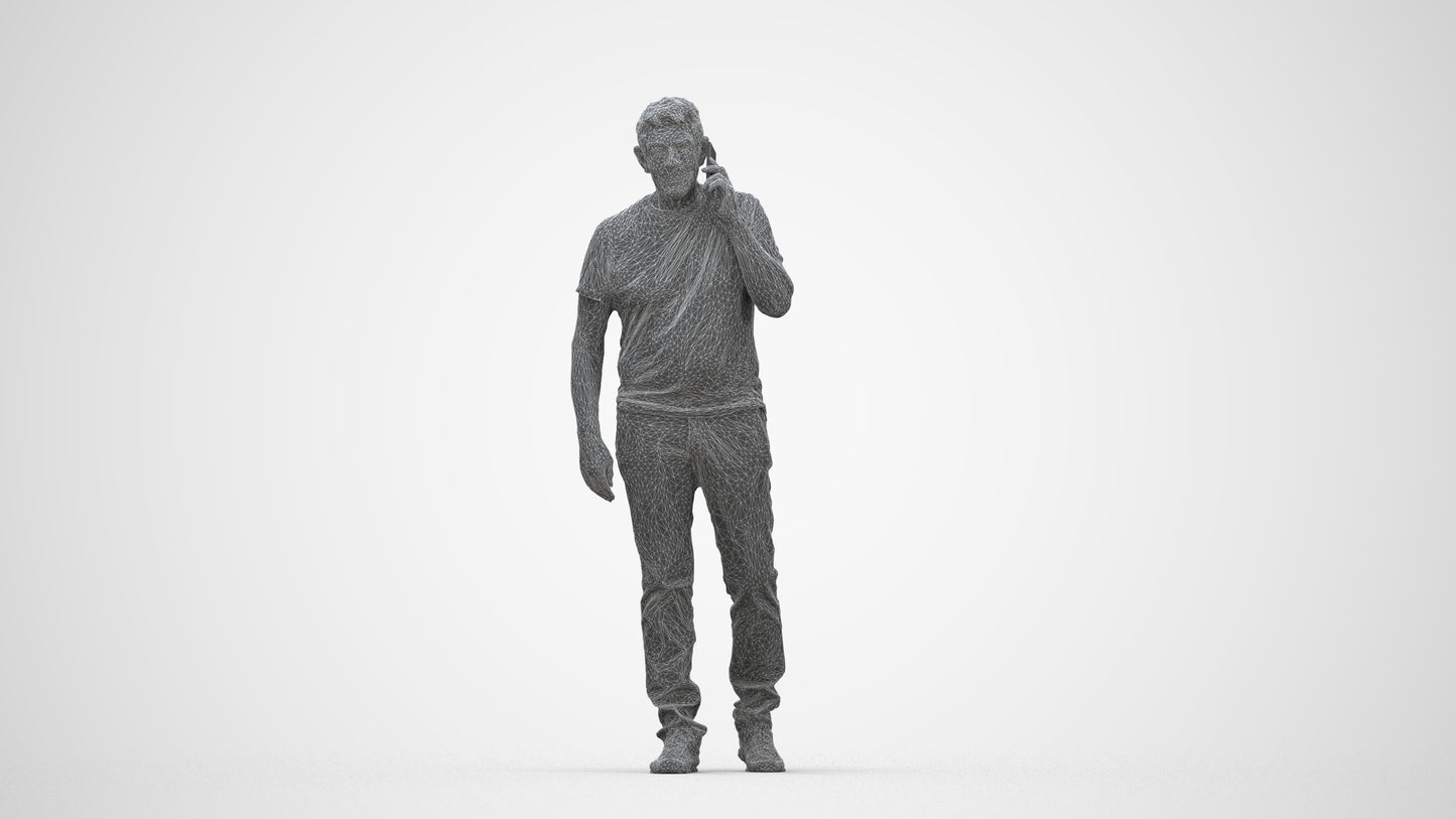 realistic 3D human senior man casual walking, archviz people FBX OBJ for Blender, wireframe back view
