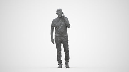 realistic 3D human senior man casual walking, archviz people FBX OBJ for Blender, wireframe back view