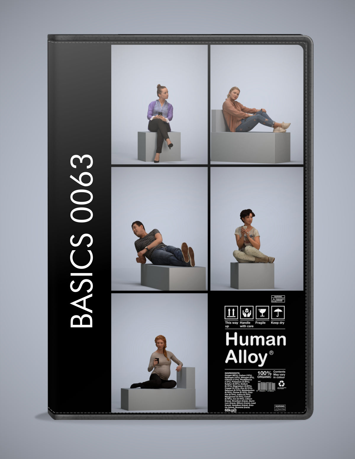 photogrammetry 3D people sitting collection, 5 realistic human models archviz FBX