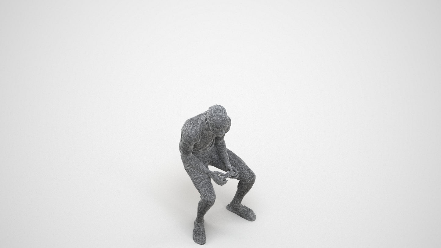 3D human model boy casual kids, photogrammetry scanned person for archviz, wireframe three-quarter view