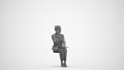 3D human model woman casual mix, photogrammetry scanned person for archviz, three-quarter front view render
