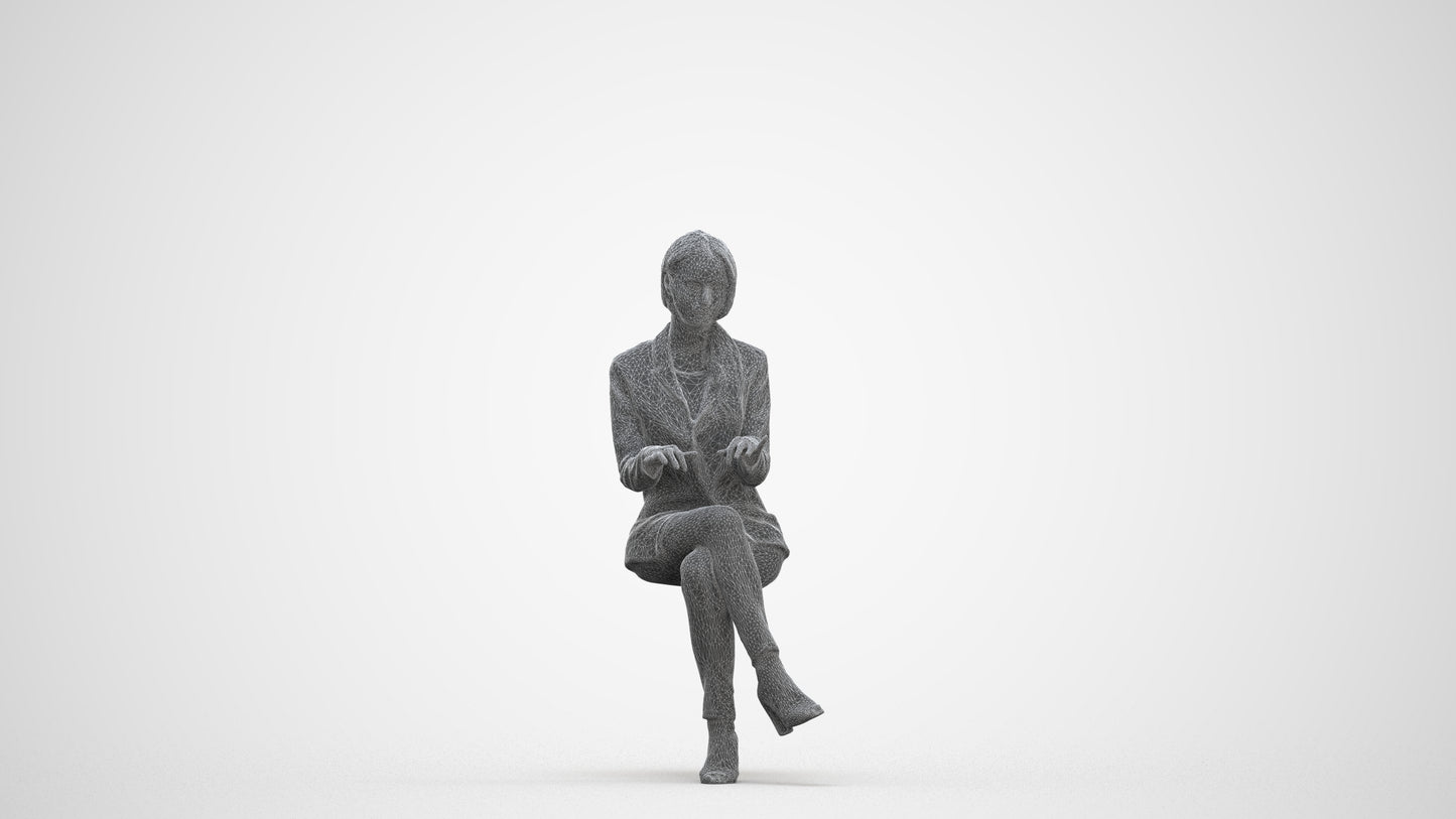 3D scanned woman business, photorealistic archviz people for Enscape and SketchUp, three-quarter front view render