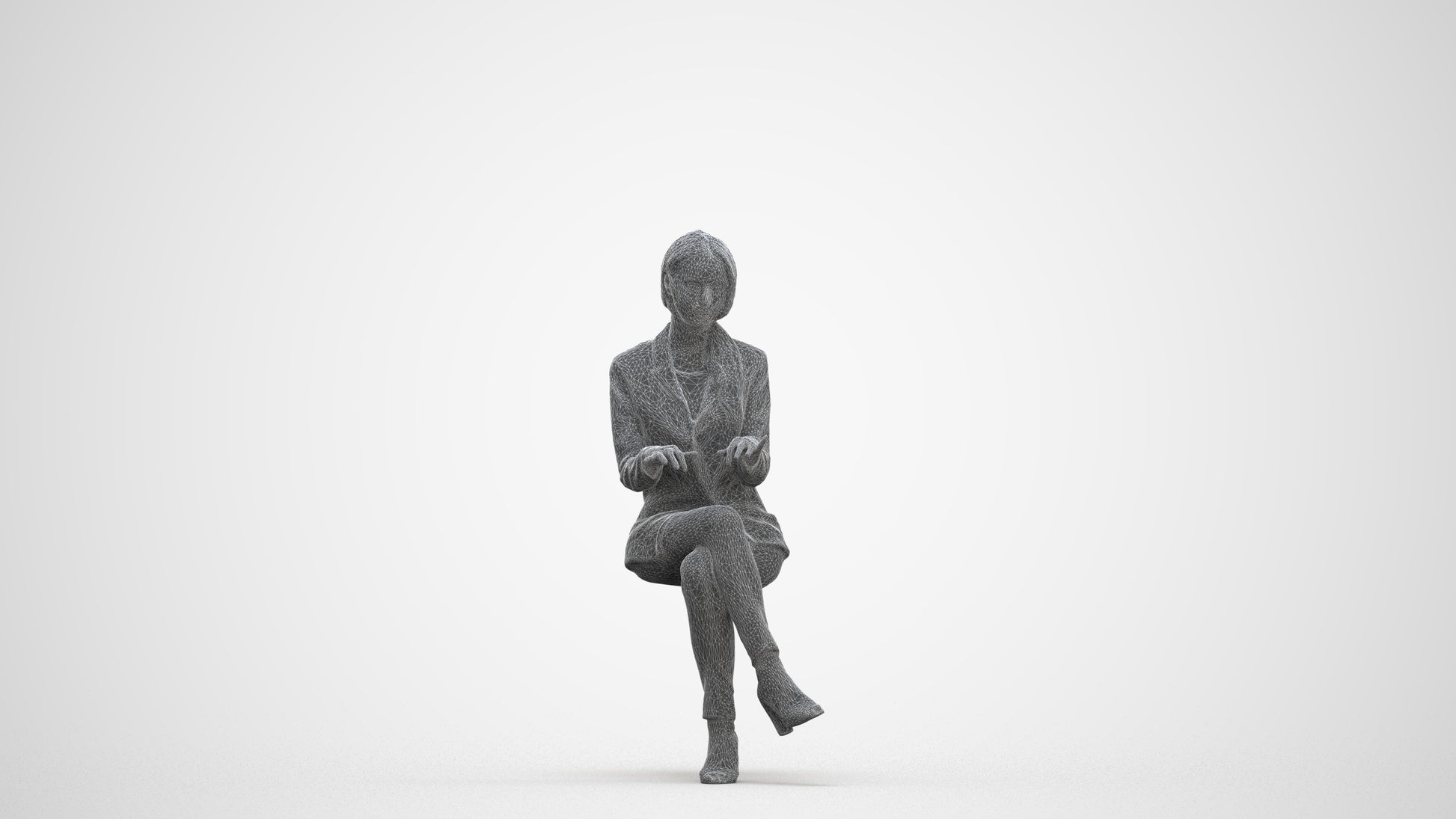 3D scanned woman business, photorealistic archviz people for Enscape and SketchUp, three-quarter front view render