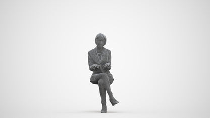 3D scanned woman business, photorealistic archviz people for Enscape and SketchUp, three-quarter front view render
