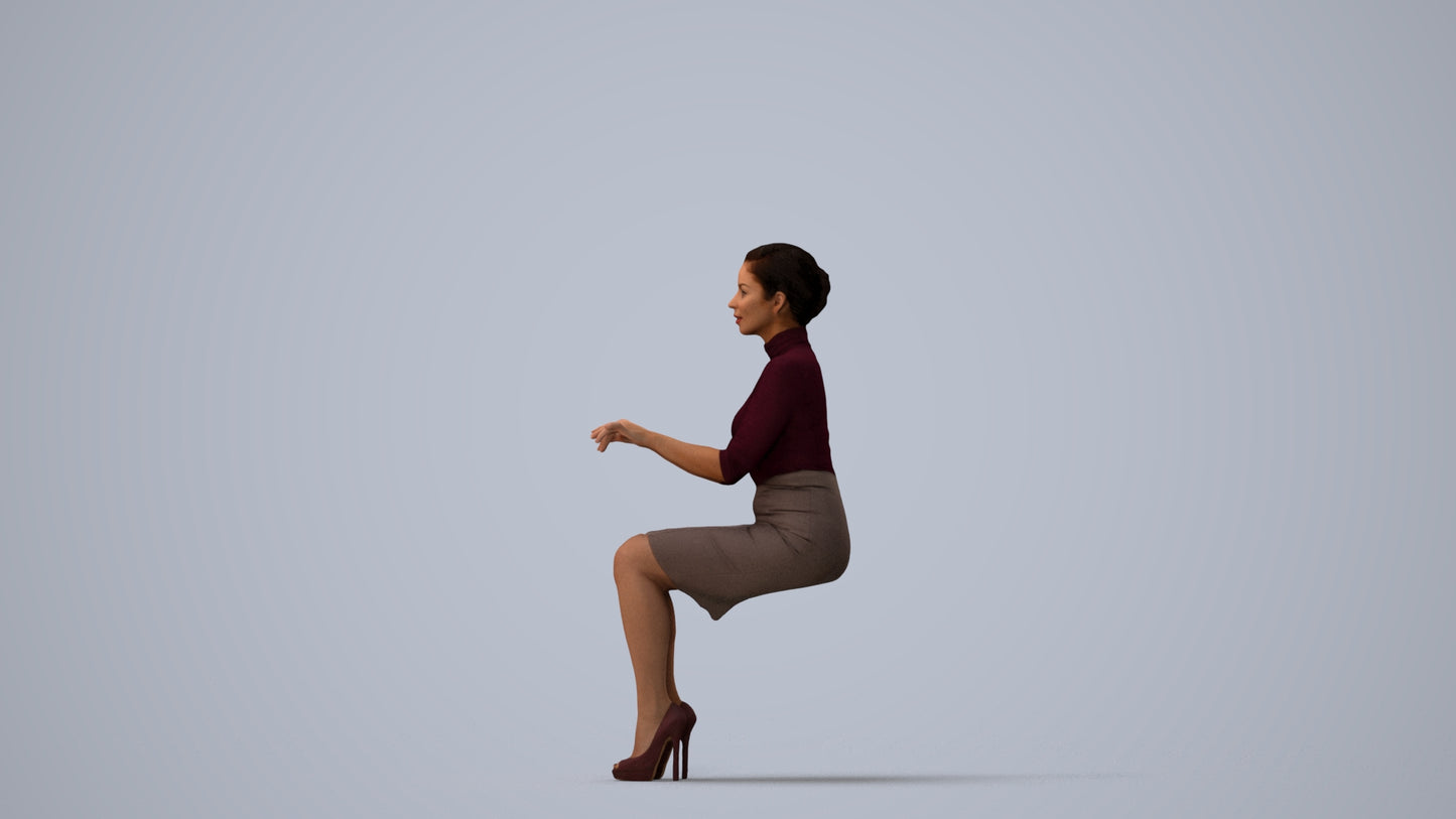 photogrammetry 3D woman business, realistic human model archviz FBX, three-quarter view render