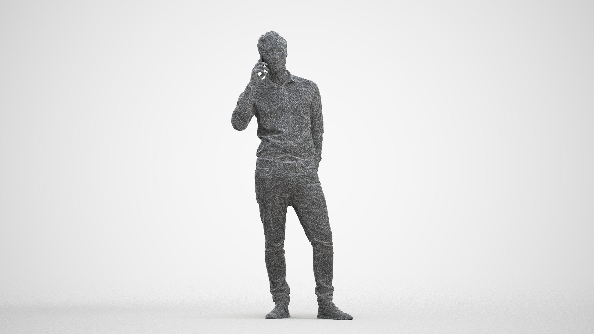 realistic 3D people man casual standing, render-ready for V-Ray and Corona, FBX OBJ, three-quarter front view render