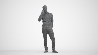 realistic 3D people man casual standing, render-ready for V-Ray and Corona, FBX OBJ, three-quarter front view render