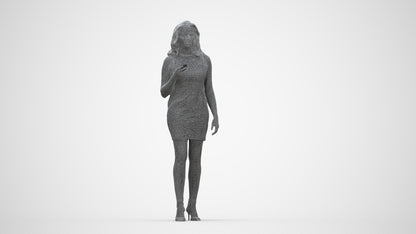 realistic 3D human woman casual walking, archviz people FBX OBJ for Blender, wireframe back view