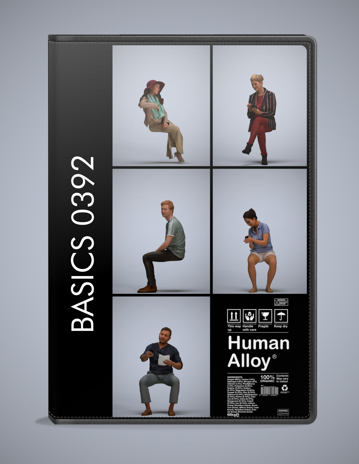 scanned 3D people sitting collection, 5 photogrammetry models for Enscape and V-Ray