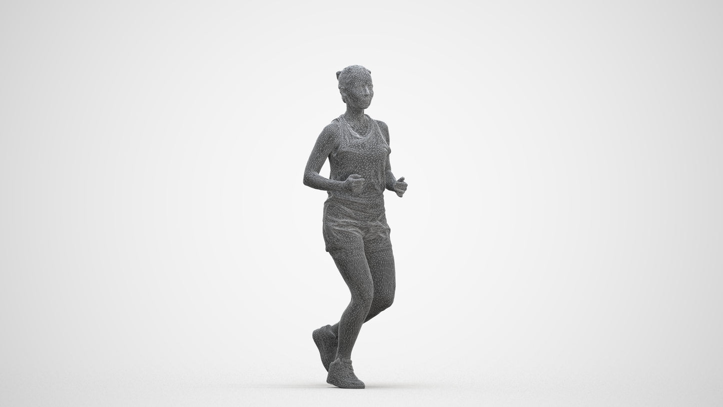 realistic 3D woman sport, scanned archviz people for Blender and 3ds Max, three-quarter front view render