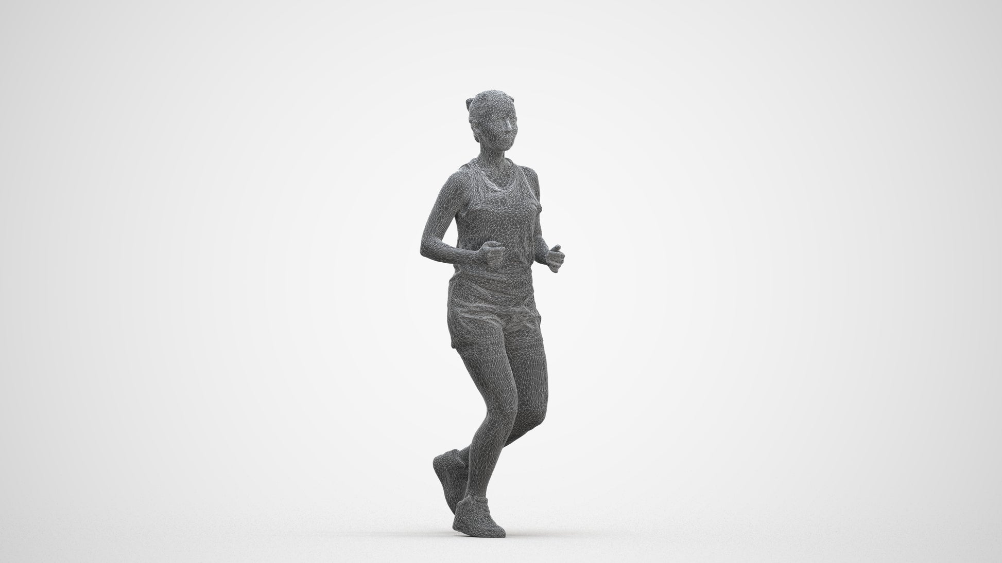 realistic 3D woman sport, scanned archviz people for Blender and 3ds Max, three-quarter front view render