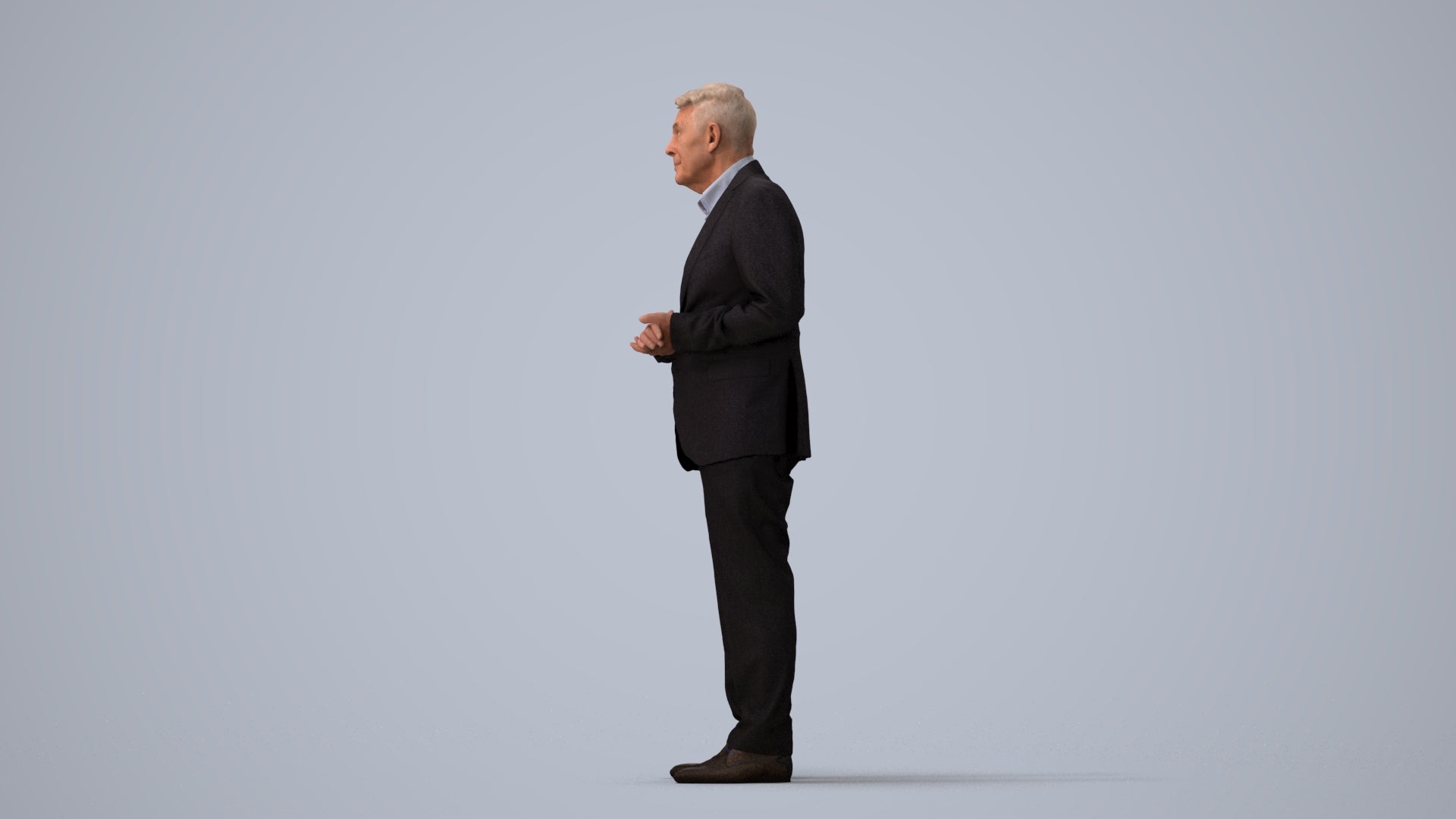 scanned 3D senior man business, photogrammetry people for Enscape and V-Ray, three-quarter view render