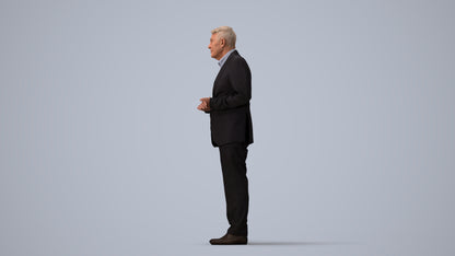 scanned 3D senior man business, photogrammetry people for Enscape and V-Ray, three-quarter view render