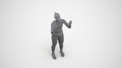 3D scanned woman sport, photorealistic archviz people for Enscape and SketchUp, wireframe three-quarter view