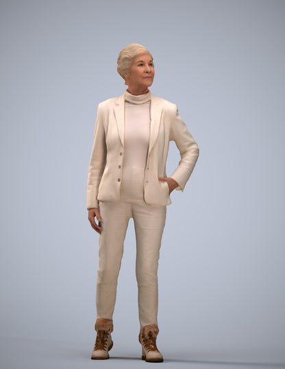 realistic 3D human senior woman business standing, archviz people FBX OBJ for Blender