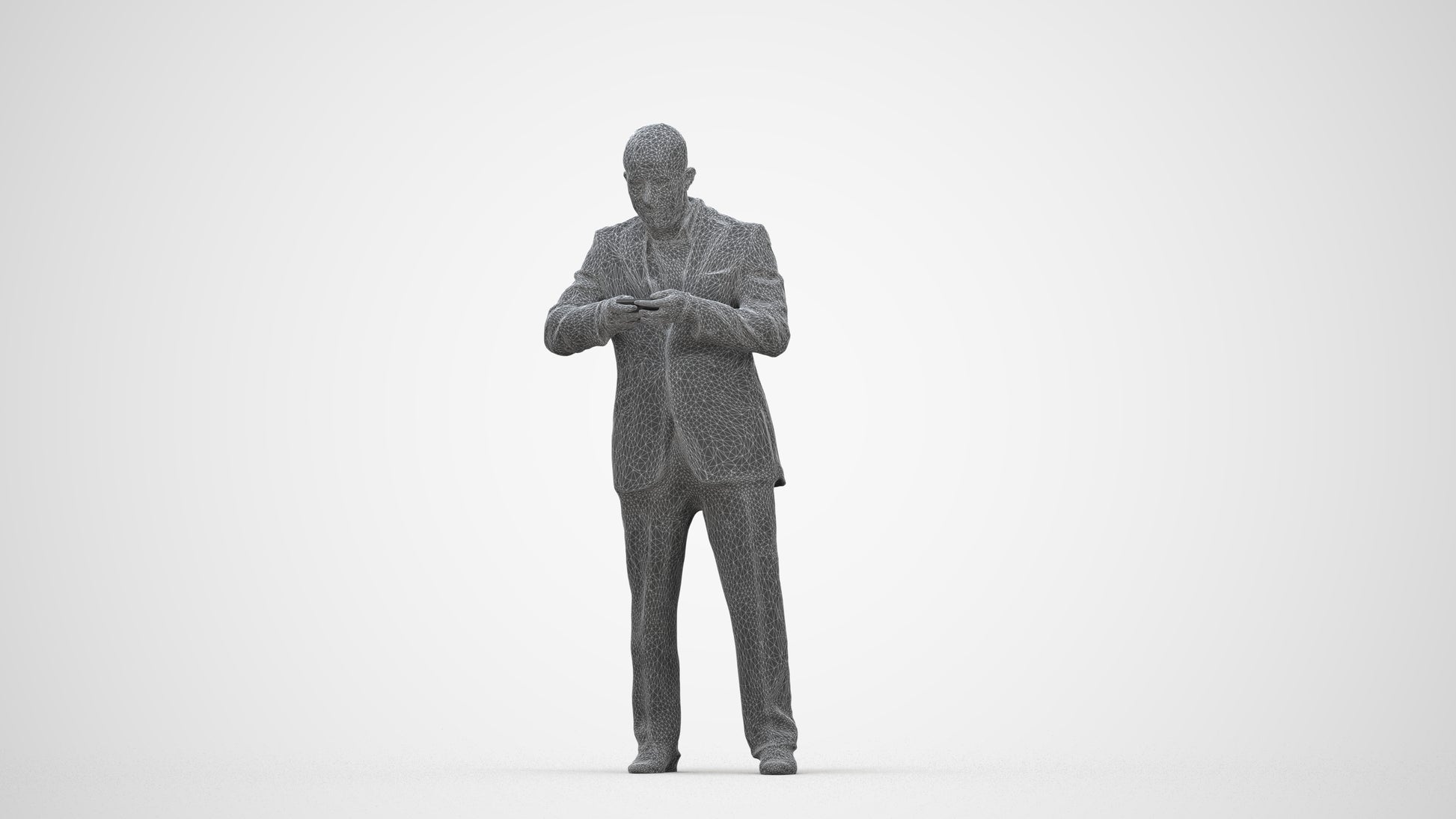 realistic 3D people man business, render-ready for V-Ray and Corona, FBX OBJ, wireframe back view