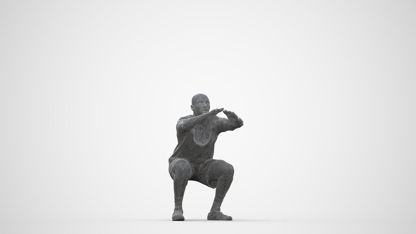 photogrammetry 3D man sport, realistic human model archviz FBX, wireframe back view