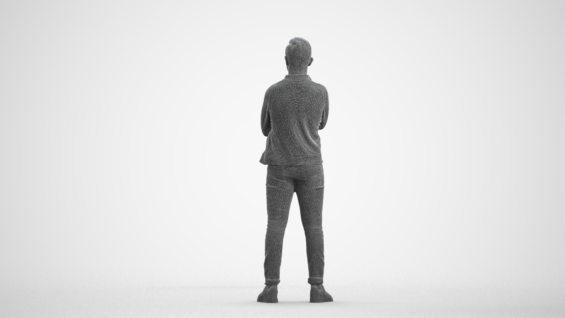 realistic 3D people boy casual kids, render-ready for V-Ray and Corona, FBX OBJ, wireframe front view