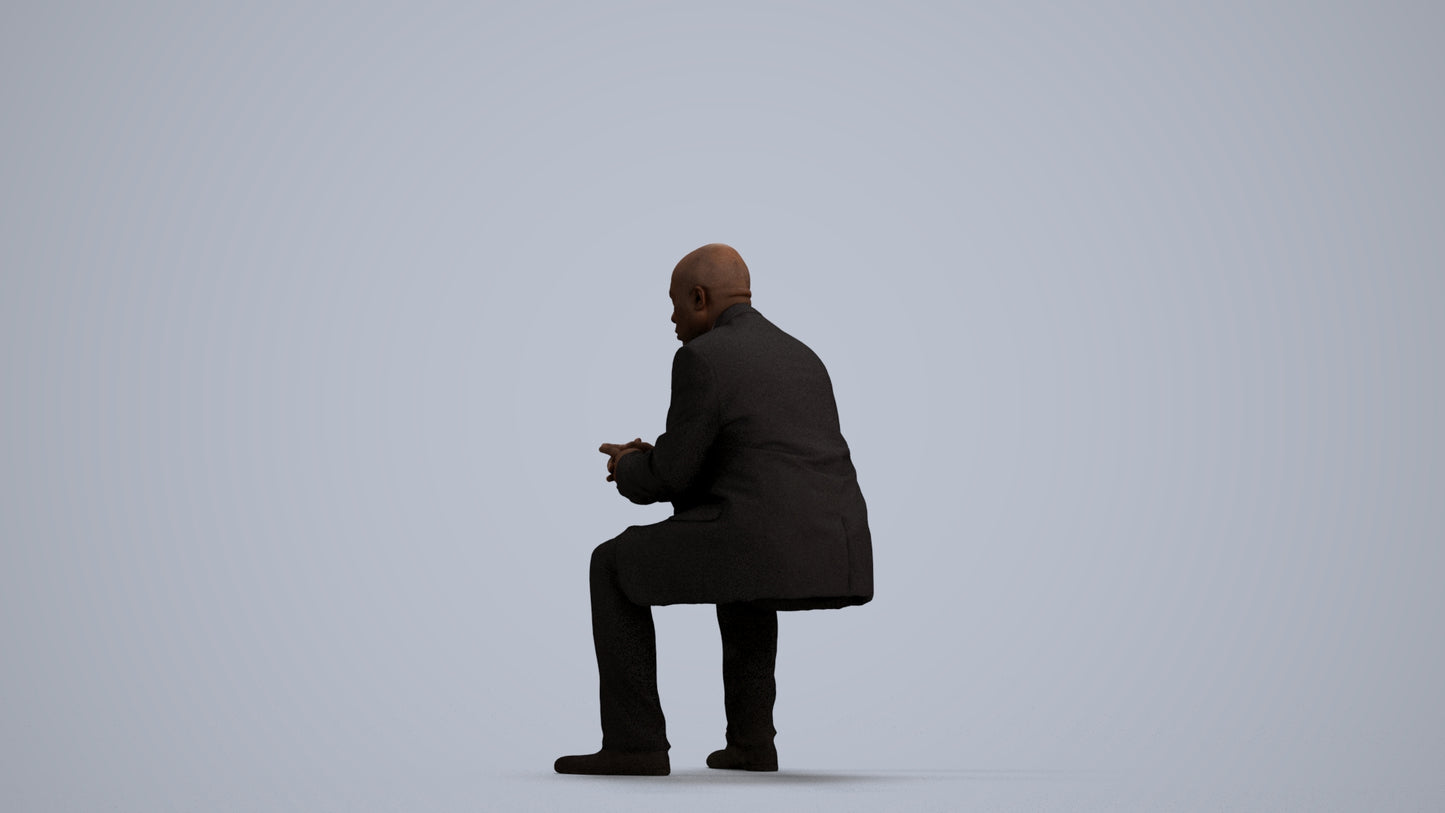 realistic 3D human man business, archviz people FBX OBJ for Blender, front view render