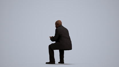 realistic 3D human man business, archviz people FBX OBJ for Blender, front view render