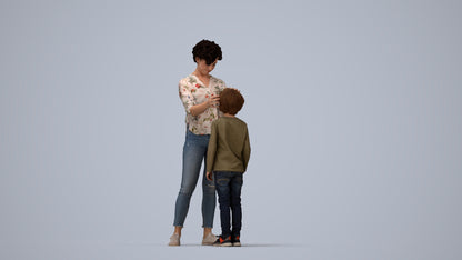 realistic 3D people girl casual kids, render-ready for V-Ray and Corona, FBX OBJ, top-down view render