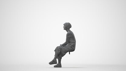 realistic 3D senior woman casual sitting, scanned archviz people for Blender and 3ds Max, square thumbnail