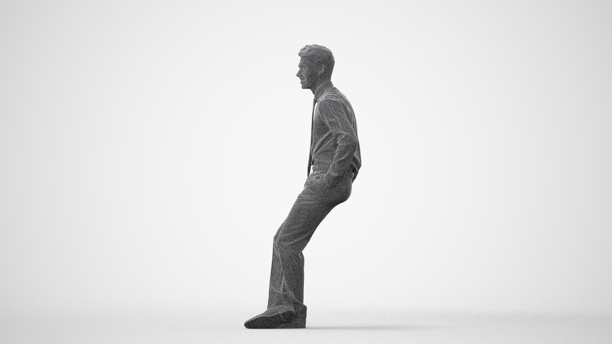 realistic 3D human man business, archviz people FBX OBJ for Blender, square thumbnail