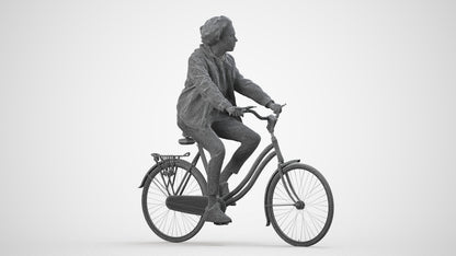 realistic 3D man casual cycling, scanned archviz people for Blender and 3ds Max, wireframe side view