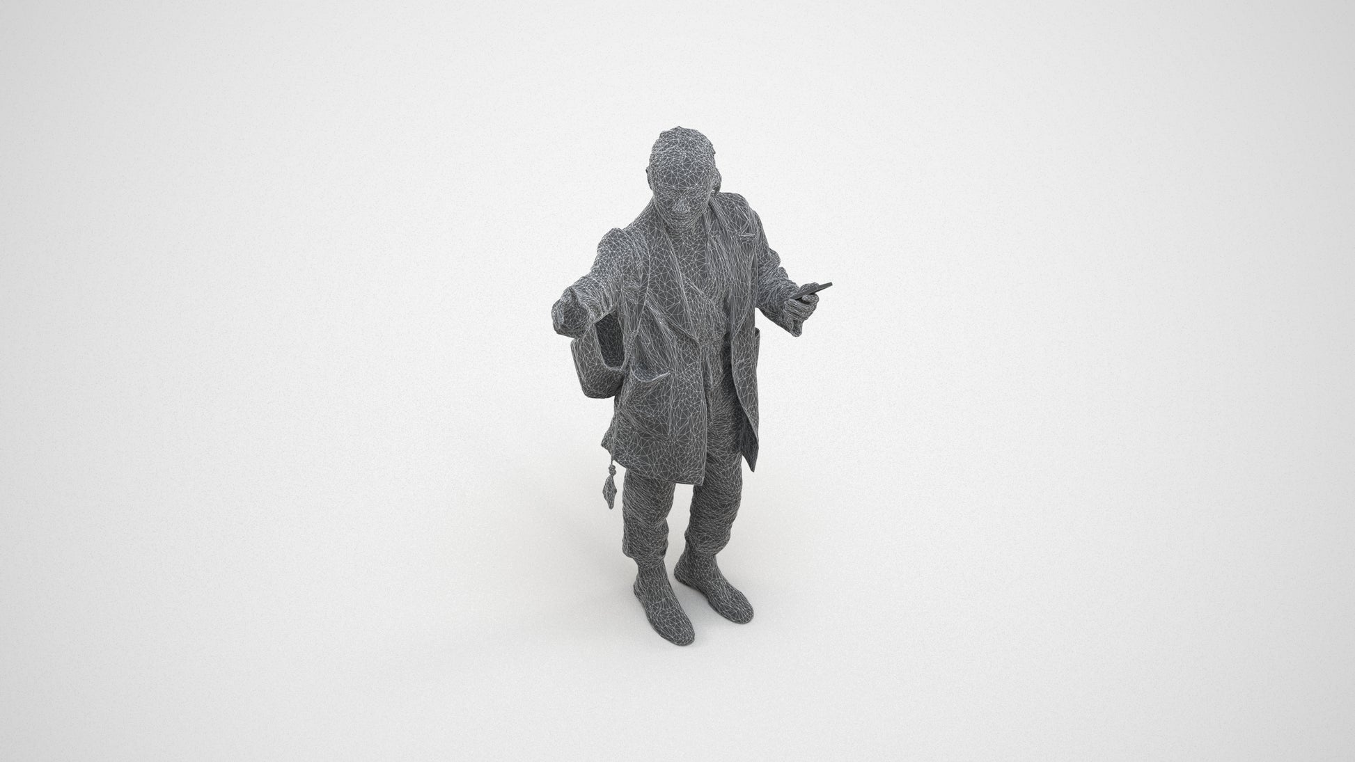 3D people model woman casual standing, scanned human for 3ds Max rendering, wireframe three-quarter view