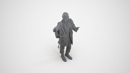 3D people model woman casual standing, scanned human for 3ds Max rendering, wireframe three-quarter view
