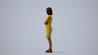 scanned 3D woman business standing, photogrammetry people for Enscape and V-Ray, three-quarter view render