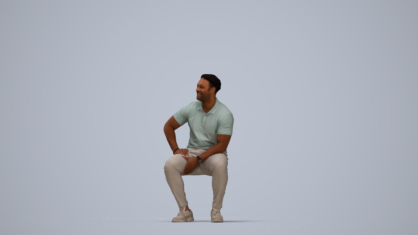 3D scanned man pool casual, photorealistic archviz people for Enscape and SketchUp, top-down view render